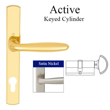 HOPPE MULTIPOINT LOCK HANDLESET, VERONA, M151/216N, SOLID BRASS - SATIN NICKEL, ACTIVE , 2094805